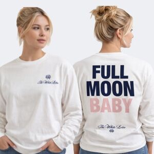 Zara x The White Lotus Full Moon Baby L/S White T-Shirt Size Medium NWT